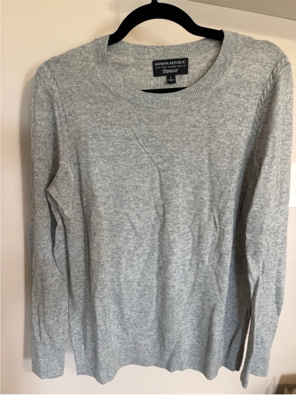 Banana Republic Gray Ribbed Crewneck Sweater